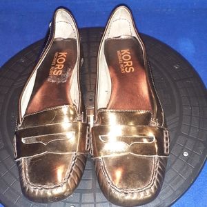Kors Michael Kors Bronze Patent Leather Penny Loafer Flats Sz. 6.5M-US